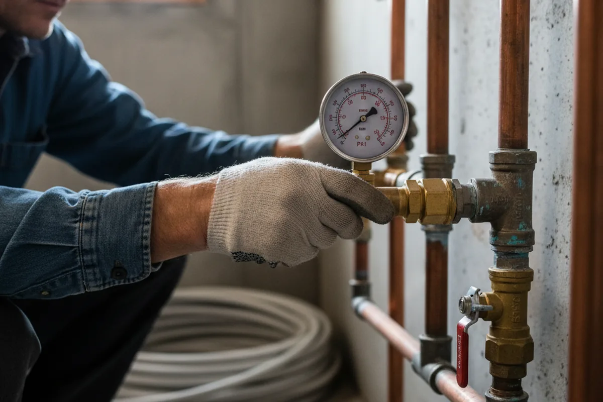Pressure testing a repaired line during Water Line Repair in Bagdad
